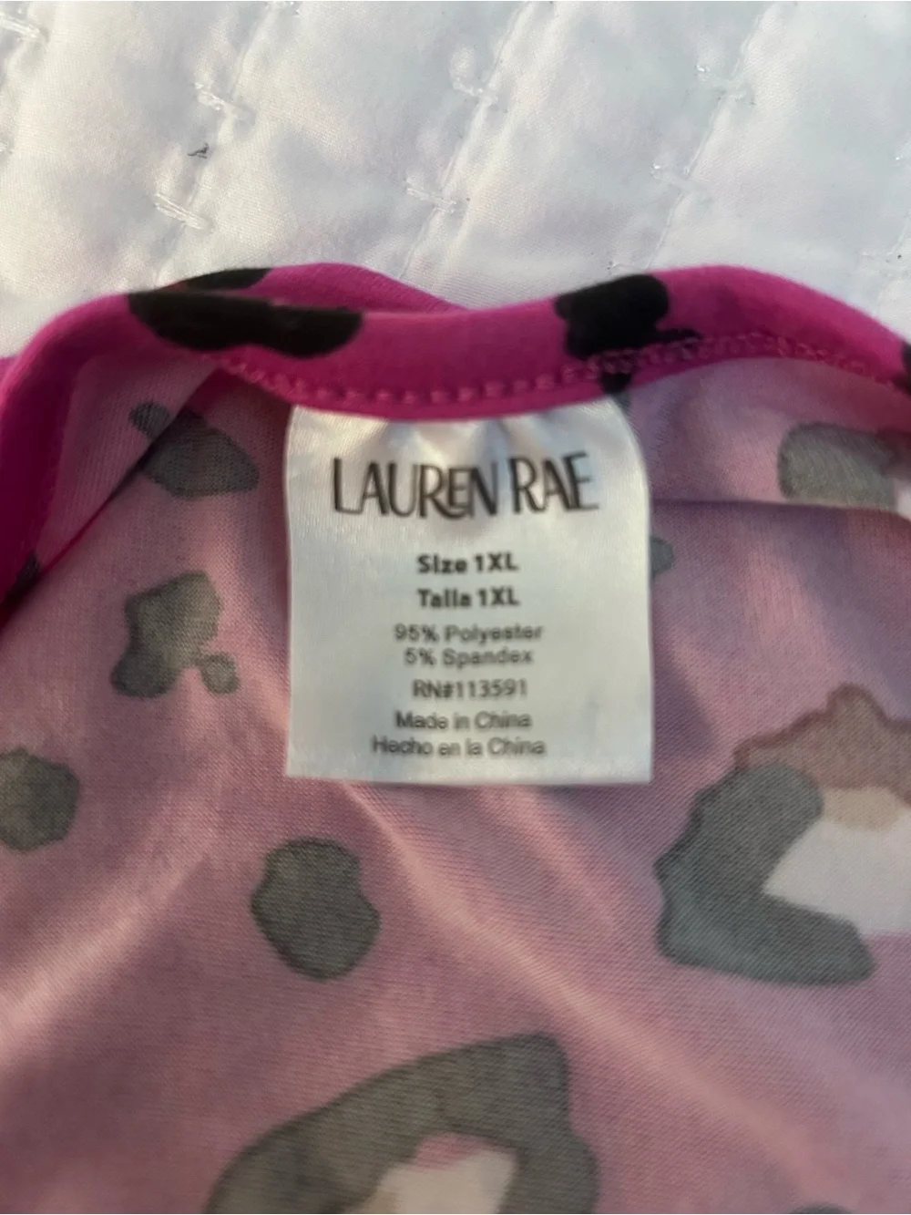 Lauren Rae Lace-Trim Purple Leopard Print Sleep Set. Size 1XL